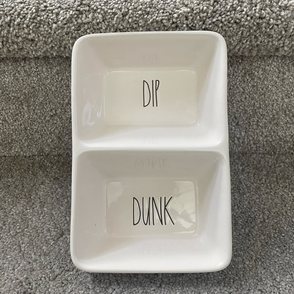 Rae Dunn DIP/DUNK Dual Sauce Dipping Dish